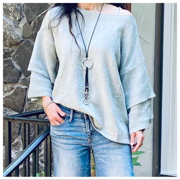 BOHO CHIC LAYERED SLEEVES LOOSE FIT SWEATER - Picture 5 of 16